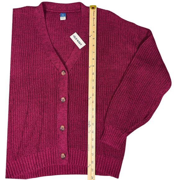 Old Navy Girls Sweater Cardigan Noble‎ Garnet Cocoon Balloon Sleeves XL (12) New - Picture 5 of 8